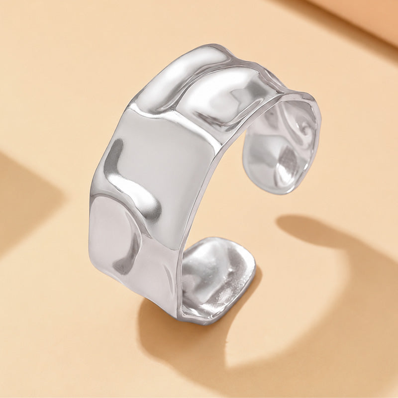 En vintage barockstil öppen ring silver i rostfritt stå