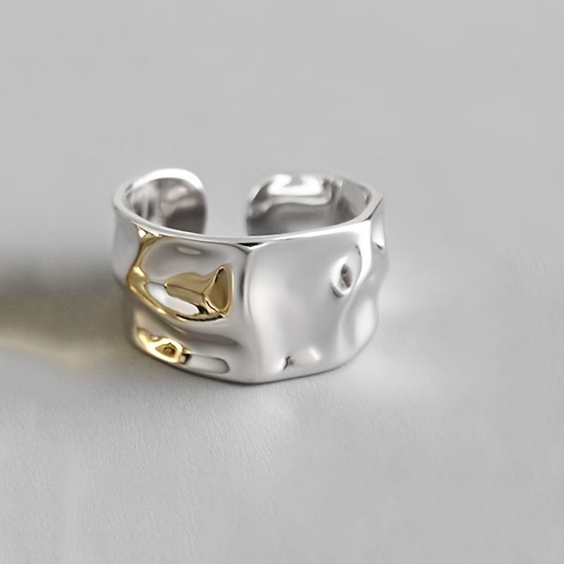 En vintage barockstil öppen ring silver i rostfritt stå