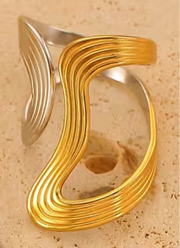 Trendy Color-Contrasting  Geometric Open Ring