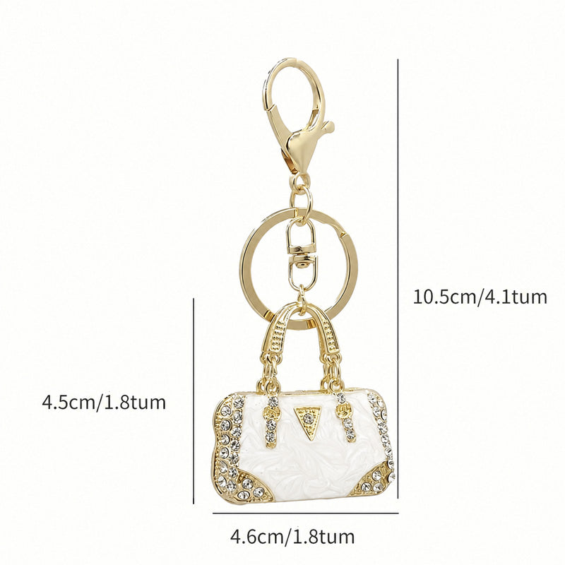 Mini Handväska Emalj Nyckelring Bling Rhinestone