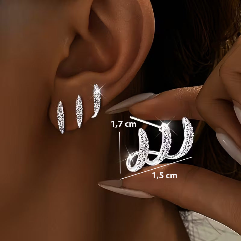 Silverfärgade Bling Örhängen, 1 Par
