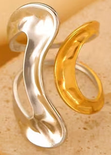 Trendy Color-Contrasting  Geometric Open Ring