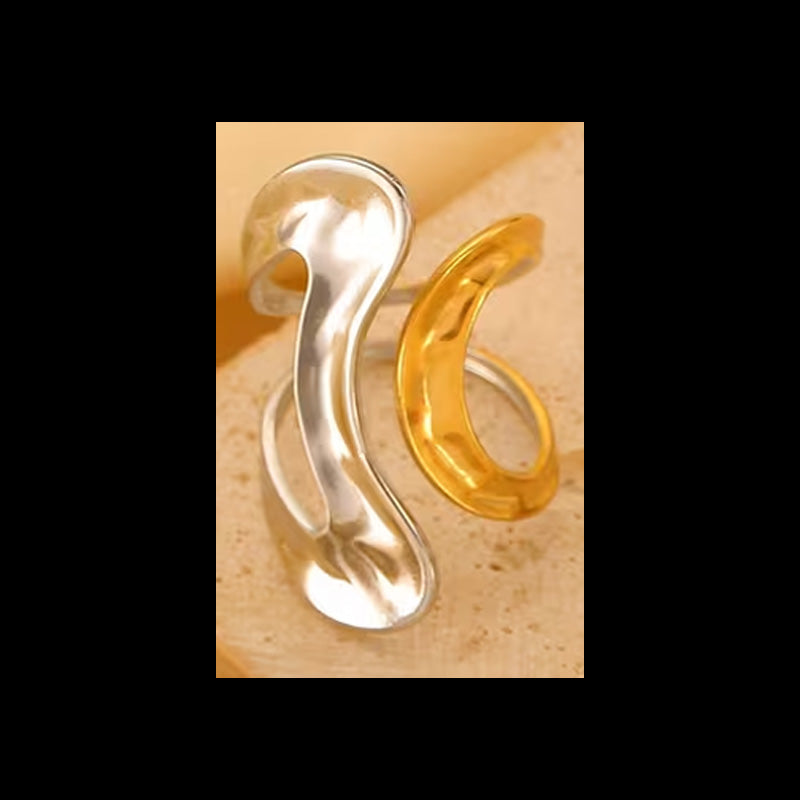 Trendy Color-Contrasting  Geometric Open Ring